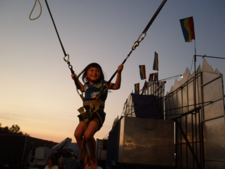 Kasen bungee jumping at the fair